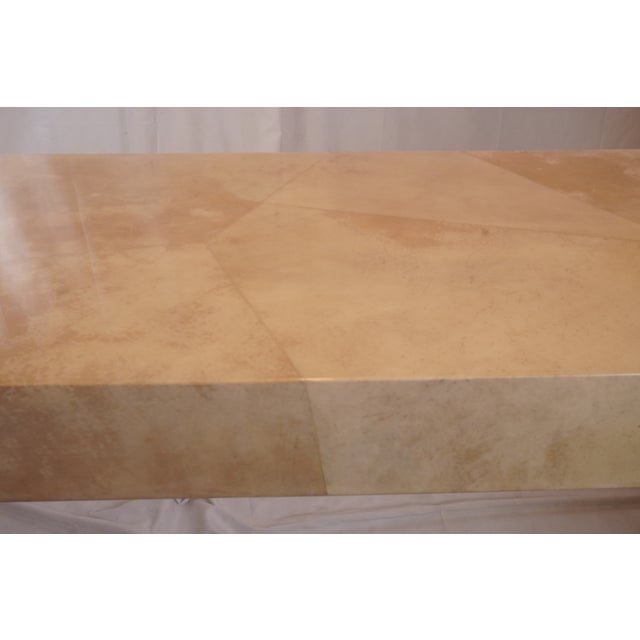 Paper Sally Sirkin Lewis Faux Goatskin Parchment Lacquered Console for J. Robert Scott For Sale - Image 7 of 8