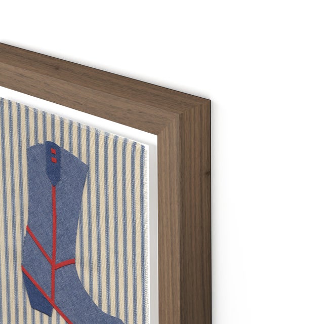 DESCRIPTION: Dottie the Cowboy Boot by Willa Heart in Walnut Frame, Mini Art Print This is a print of a handmade fabric...