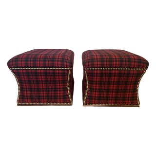 Custom Ralph Lauren Plaid Storage Ottomans -a Pair For Sale