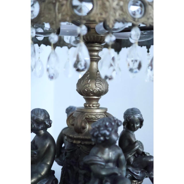 Hollywood Regency Vintage Hollywood Regency Multi-Tier Crystal Waterfall Chandelier Table Lamp For Sale - Image 3 of 12