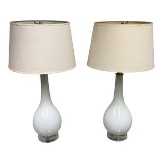 Opaline Teardrop Table Lamps, Pair For Sale