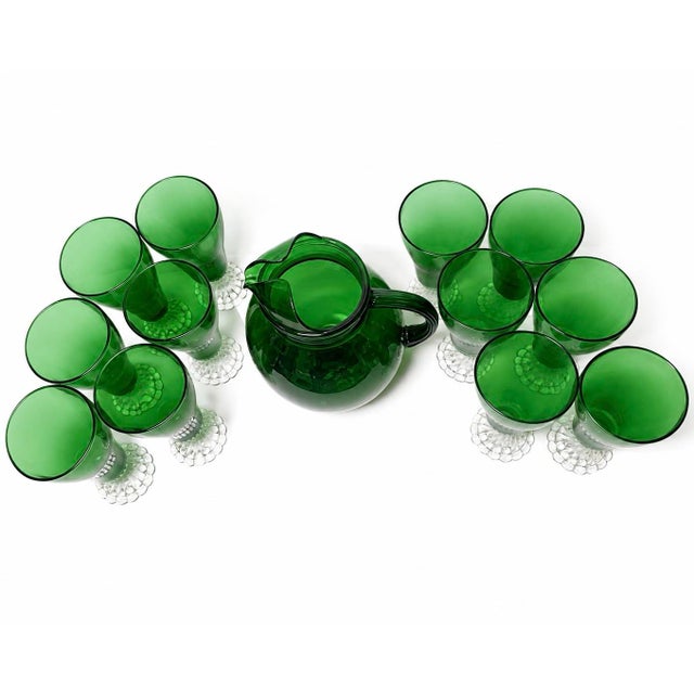 Anchor Hocking Mid-Century Anchor Hocking Forest Green Burple Goblets and Roly-Poly Pitcher – 13 Pieces For Sale - Image 4 of 6