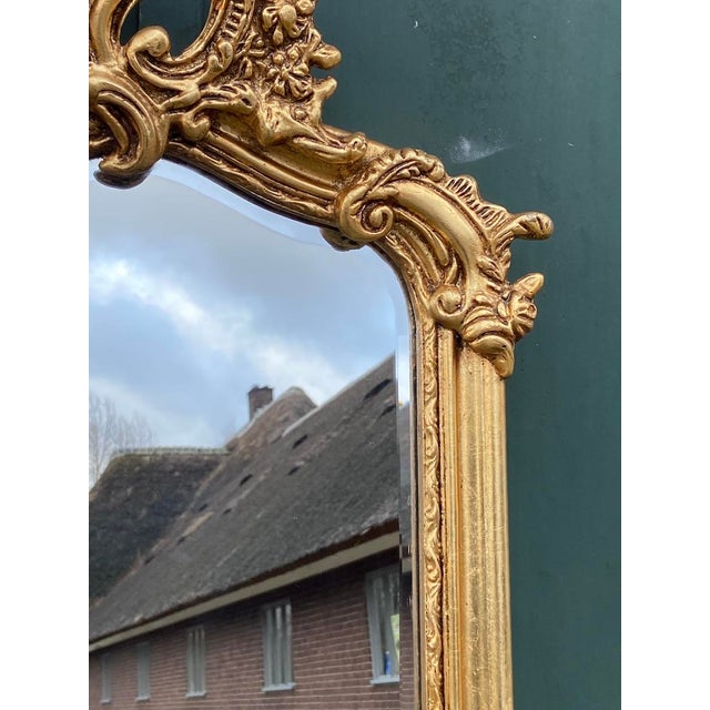 Late 20th Artisan Rococo Gold Wood Floor Mirror Pair For Sale - Image 15 of 18
