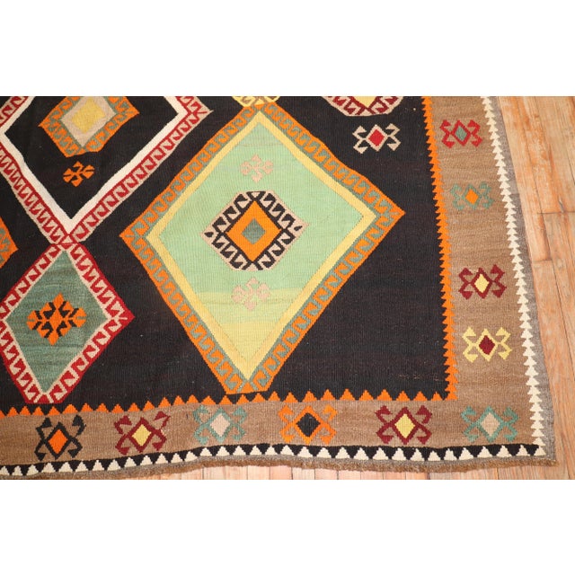 Brown Mid 20th Century Vintage Colorful Large Scale Geometric Kilim, 8'2'' X 12'7'' For Sale - Image 8 of 10