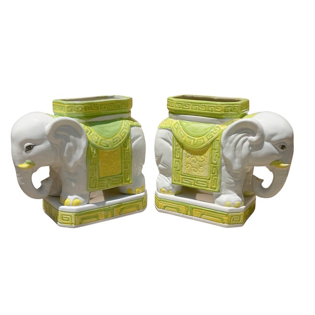 Ceramic Vintage Ceramic Elephant Planters / Cachepots – Pair For Sale - Image 7 of 10