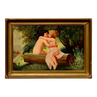 Kissing Wood Nymphs - Early 20th Century Figurative Landscape by Carl F. Ruhnau For Sale