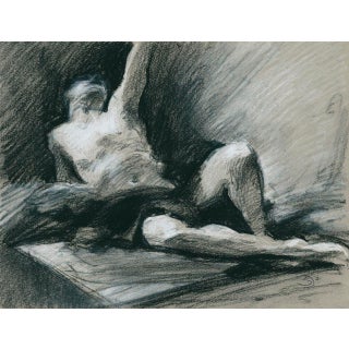“Man With Red Drapery, After Sargent" Contemporary Original Drawing by David Orrin Smith For Sale