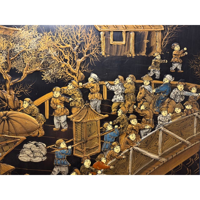 Wood Chinoiserie Coromandel Six Panel Screen For Sale - Image 7 of 18