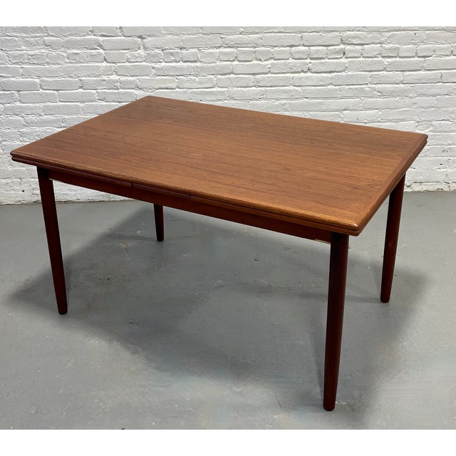 Wood Danish Mid Century Modern Teak Dining Table | Expandable Hidden Leaves, C. 1960’s For Sale - Image 7 of 12