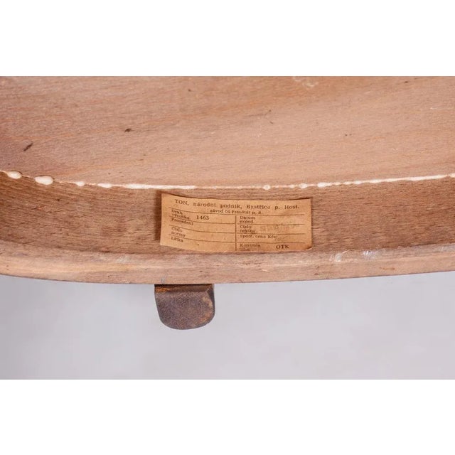 Maroon Art Deco Beech Chair with Armrests from Ton, 1940s For Sale - Image 8 of 9