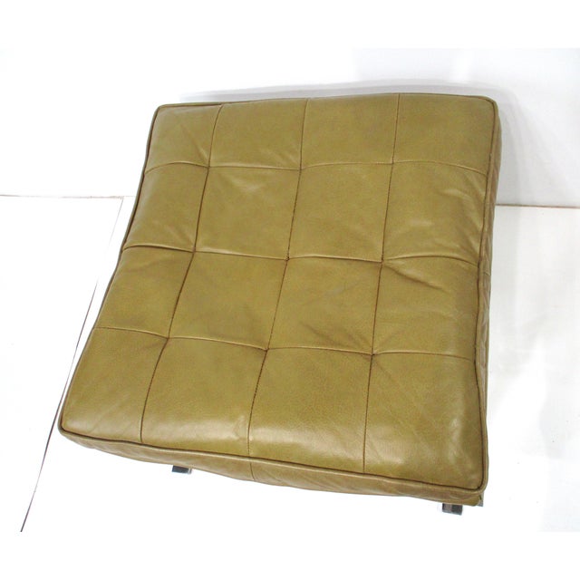 Barcelona Styled Leather Chrome Ottoman Stool For Sale - Image 9 of 10