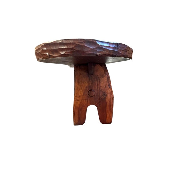 Mid 20th Century Handcrafted Live Edge Hardwood Bench in the Style of Appalachian Folk Art For Sale - Image 5 of 12