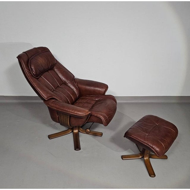 Set of Lounge Chair and Ottoman from Hjellegjerde Møbel, Sweden, 1980s For Sale - Image 14 of 14