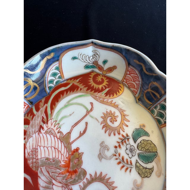 Antique Japanese Imari Porcelain Dish With Phoenix and Gilt, Late Edo / Early Meiji For Sale - Image 11 of 13