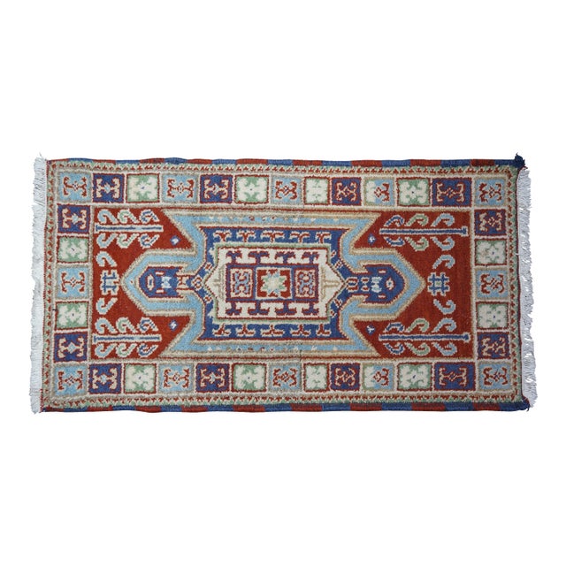 Vintage Indian Platinum Tribal Wool Rug Runner Carpet Mat 26" X 48" For Sale