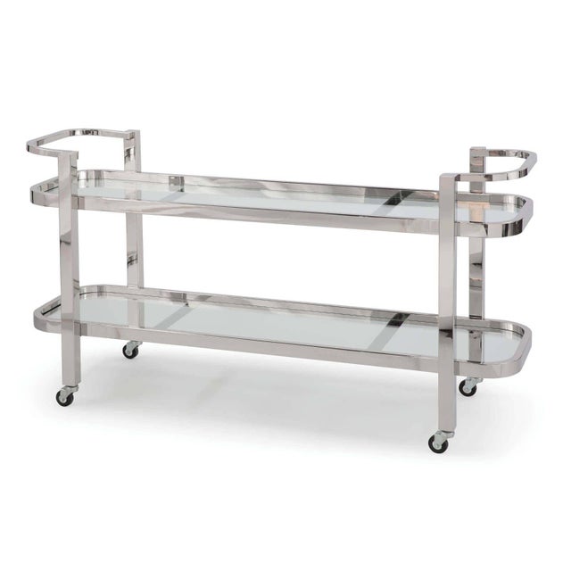 Metal Regina Andrew Carter Polished Stainless Steel Bar Cart For Sale - Image 7 of 7