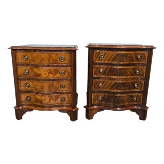 Serpentine Mahogany Bedside Lamp Chests of Drawers, 1920, Set of 2 For Sale