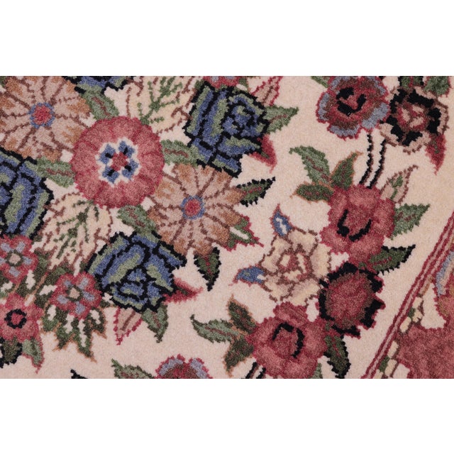 1990s Shabby Chic Pak-Persian Beige/Green Wool Rug - 1'7'' X 2'3'' For Sale - Image 5 of 9