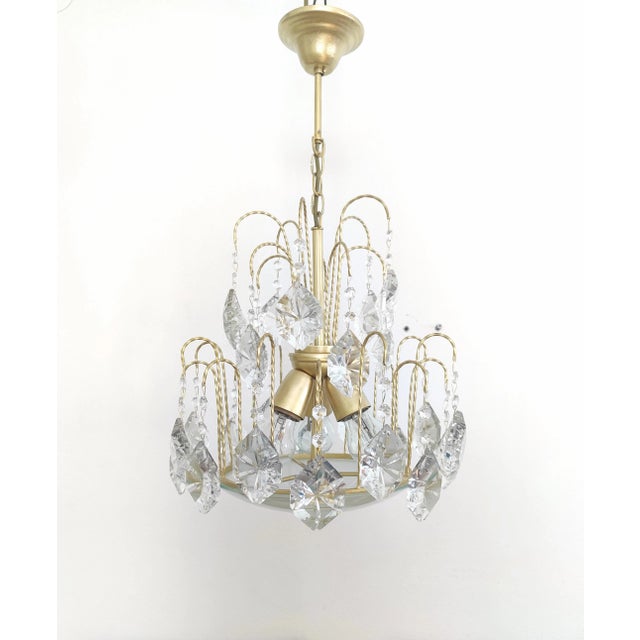 French 1980s Crystal Chandelier French Basket For Sale - Image 3 of 11