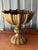 Large Vintage Scalloped Ribbed Brass Pedestal Compote Bowl For Sale - Image 4 of 11