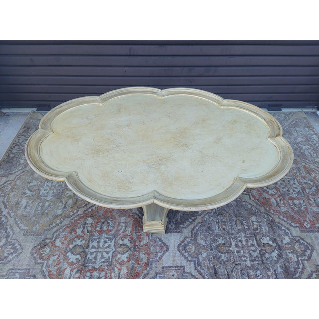 Drexel Heritage Vintage Drexel Heritage French Country Quatrefoil Pedestal Coffee Table. For Sale - Image 4 of 9