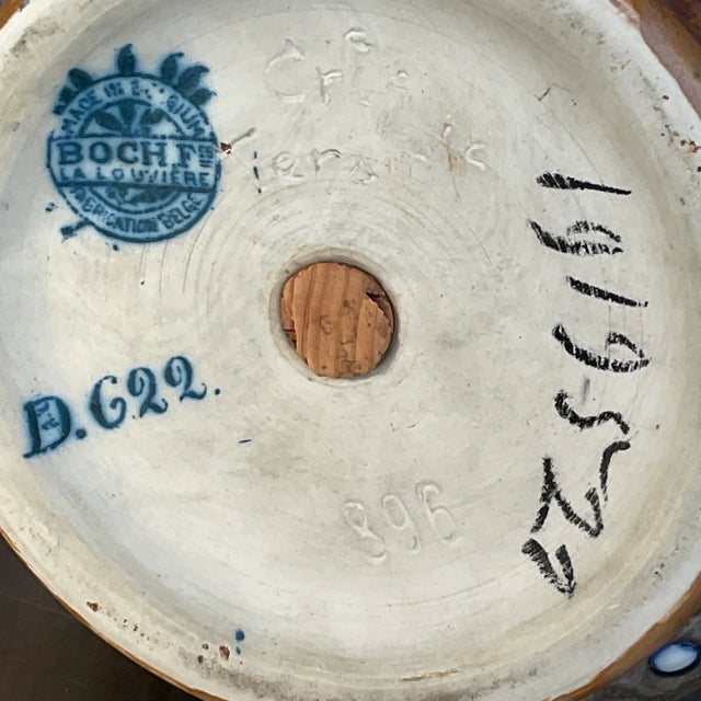 Taupe Vintage Charles Catteau for Boch Freres Keramis Hand Painted Vase For Sale - Image 8 of 12