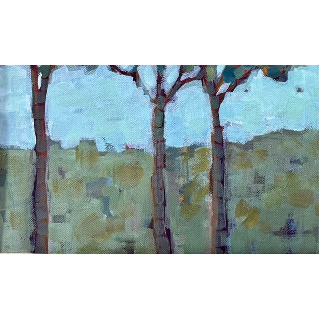 Paint Textural Serenity: Jacobson's Three Little Trees. Oil Painting For Sale - Image 7 of 13