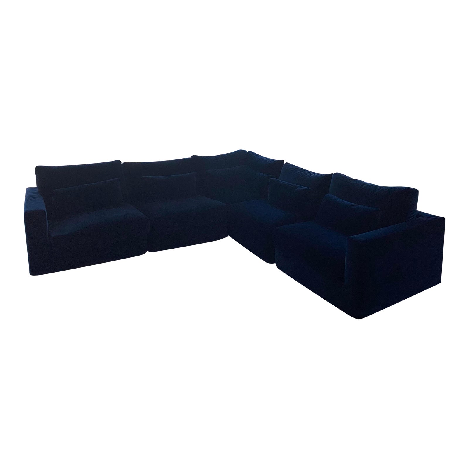 Restoration Hardware Lugano Modular Navy Velvet 5Piece Sectional Sofa