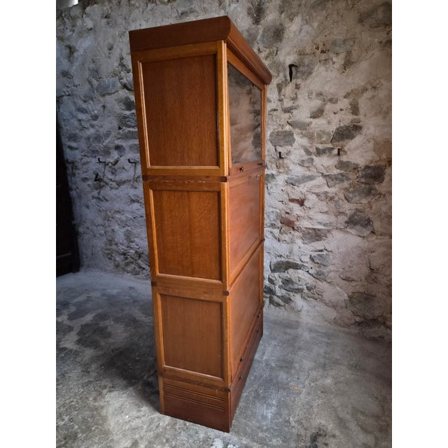 1950s French Modular Oak Secretary Desk with Bookcase & Vitrine from Martin Dupuis, 1950s For Sale - Image 5 of 18