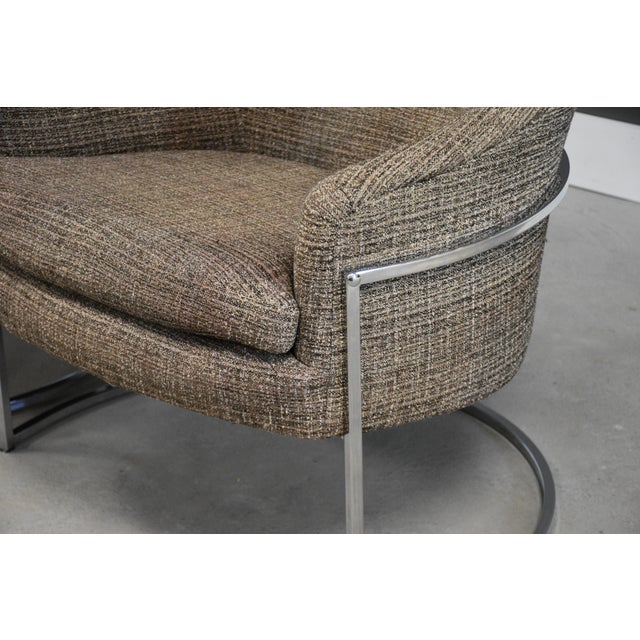 Chrome Milo Baughman Style Barrel Back Chrome Lounge Chairs - A Pair For Sale - Image 8 of 10
