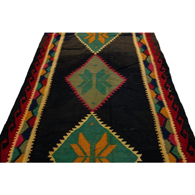 Tribal Vintage Kilim Brown Handmade Flatweave Tribal Wool Runner For Sale - Image 3 of 10