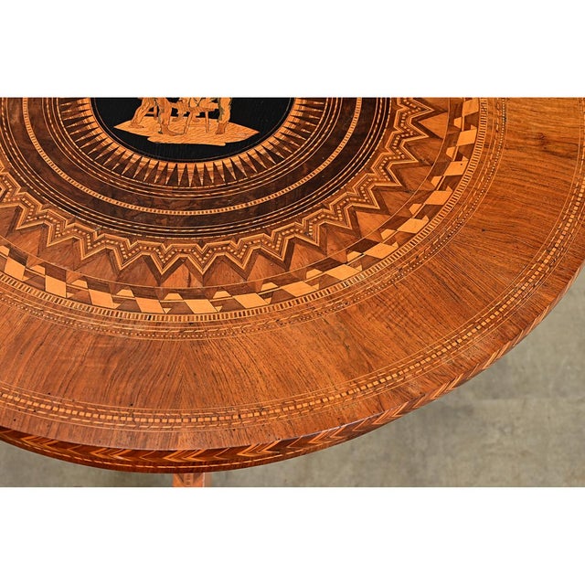 Italian 19th Century Marquetry Inlay Round Center Table For Sale - Image 10 of 14