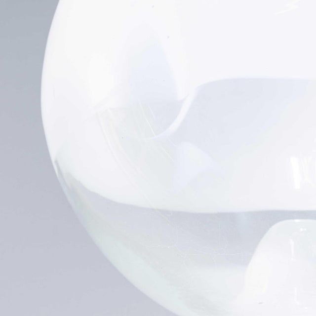 Large White Mottled Glass Orb Ceiling Lamp, 1950s For Sale - Image 6 of 11