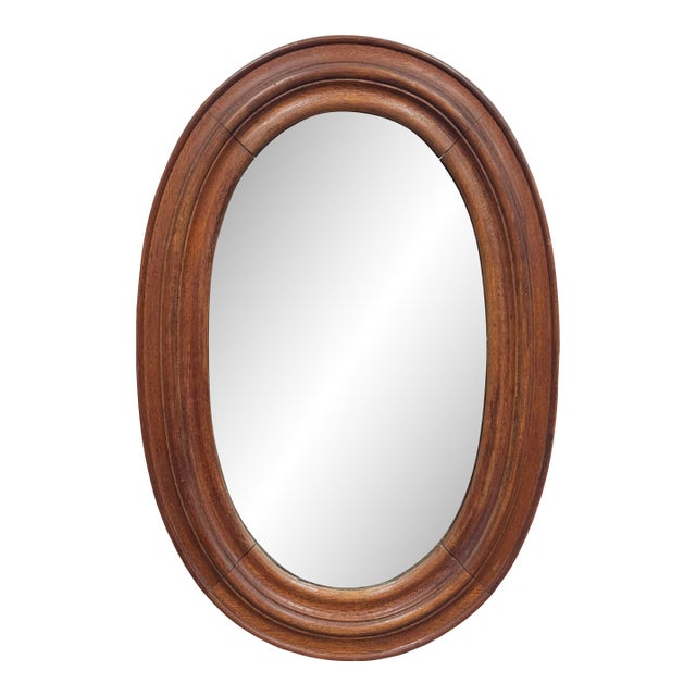 Vintage Primitive Farmhouse Oval Wall Mirror For Sale