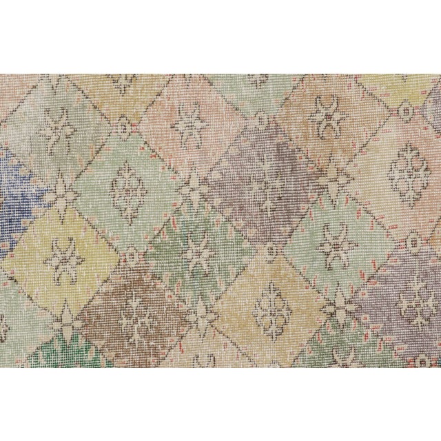 Traditional Vintage Zeki Müren Square Rug in Polychrome Geometric Pattern, From Rug & Kilim For Sale - Image 3 of 8