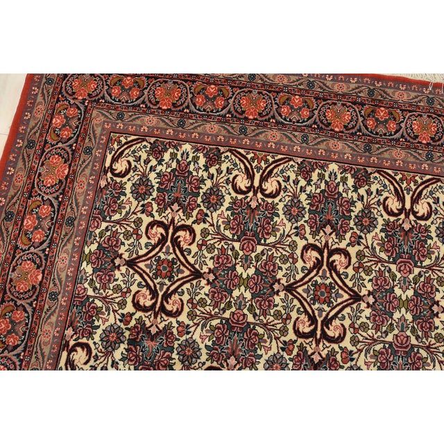 Textile Bidjar Rug 6’11” X 10’1” Ivory Wool Vintage Traditional Hand-Knotted Carpet For Sale - Image 7 of 15