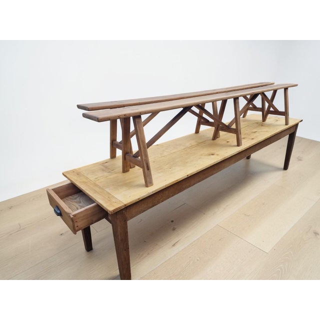 Farmhouse Table and Benches, 1920s, Set of 3 For Sale - Image 6 of 6