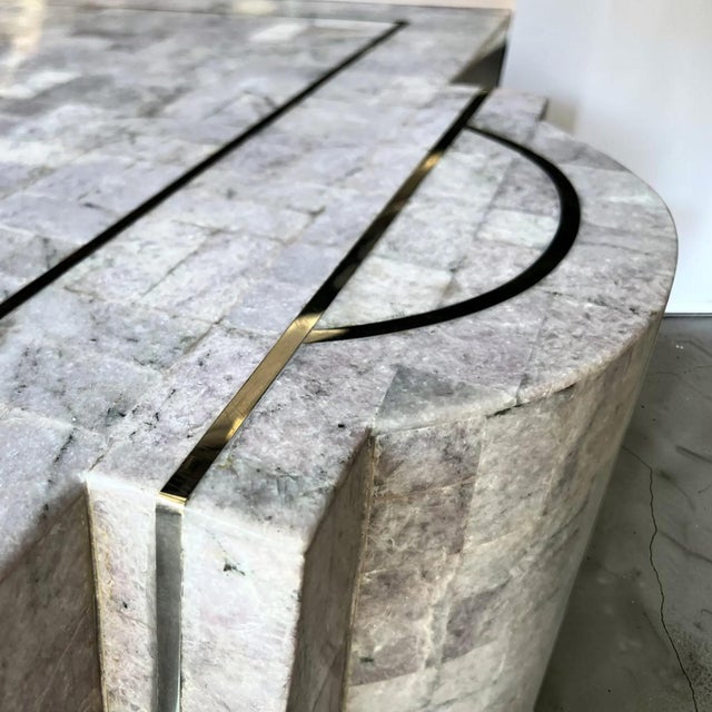 1970s Vintage Sculptural Tessellated Marble Desk For Sale - Image 5 of 9