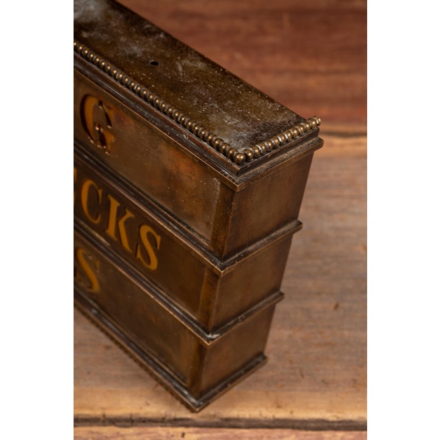 Vintage Illuminated Brass Bank Teller Sign For Sale In Chicago - Image 6 of 8