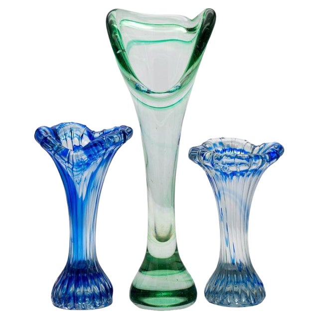 Murano Glass Vases, Italy, 1970, Set of 3 For Sale