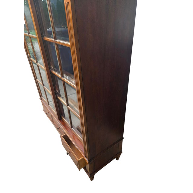1990s Ethan Allen Townhouse Sliding Door China Cabinet Display Curio Bookcase Hutch For Sale - Image 10 of 18