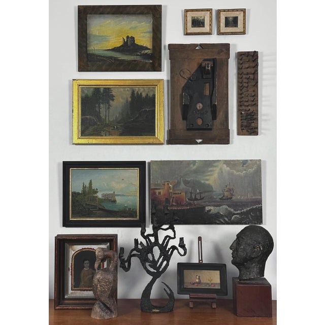 Antique Outsider Assemblage Sculpture with Foundry Object. The assemblage has a Dada feel to the composition. In used...