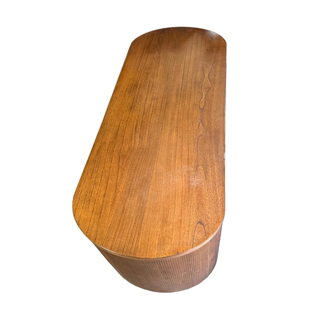 2010s Wonderful Reid Oval Warm Oak Wood Storage Desk Designed by Mermelada Estudio For Sale - Image 5 of 13