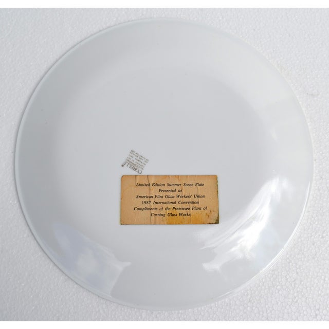 Antique White 1987 Corelle Limited Edition Summer Scene Plate Corning Glass Works U S A For Sale - Image 8 of 14