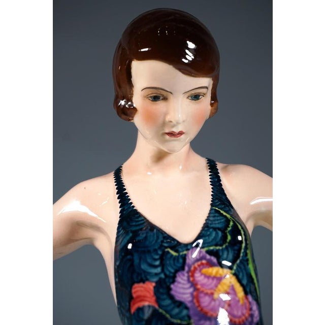 Ceramic Large Art Deco Lilian Harvey in Spanish Dance Figurine by Stephan Dakon for Goldscheider, 1927 For Sale - Image 7 of 13