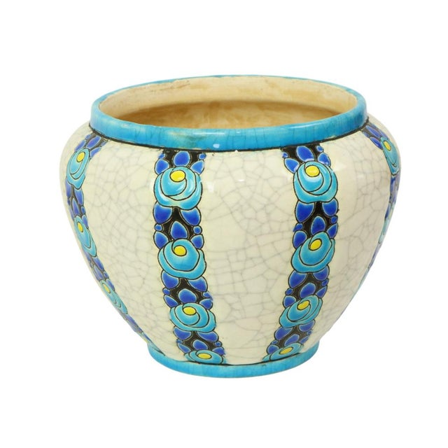 Art Deco Polychrome Flowerpot Vase by Charles Catteau for Boch Frères, 1922 For Sale - Image 14 of 17