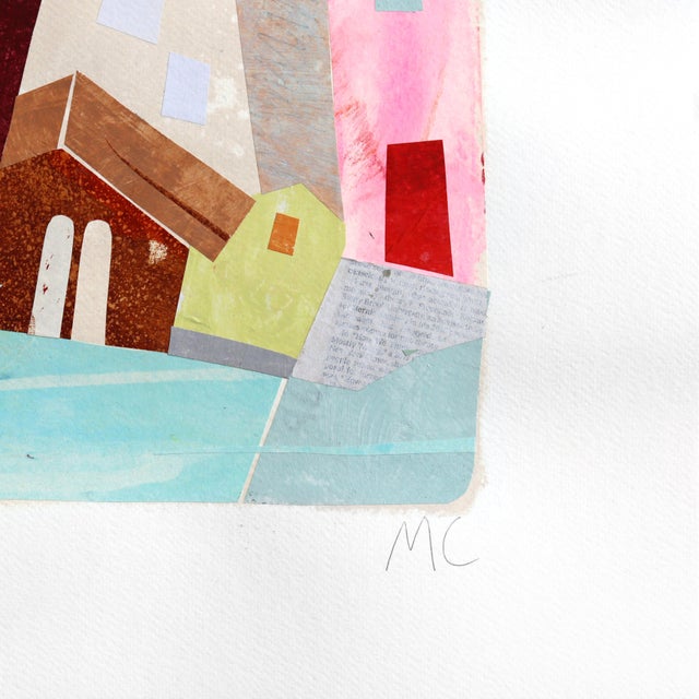 2020s City of Palms - Abstract Urban Color Drenched Collage Mixed Media Original Artwork by Maria C Bernhardsson For Sale - Image 5 of 7