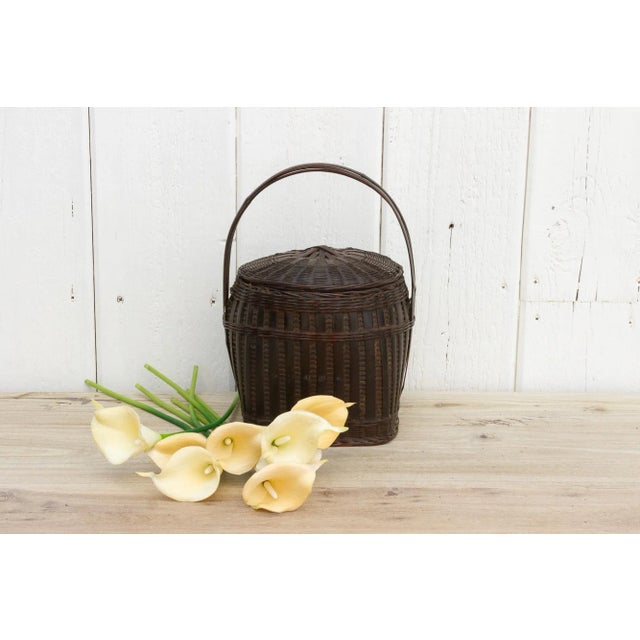 Asian Vintage Thai Wicker Market Basket For Sale - Image 3 of 9