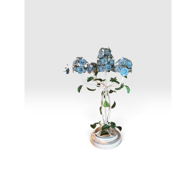 Vintage Italian Hand-Painted Tole Floral Table Lamps, Made in Italy - a Pair For Sale In West Palm - Image 6 of 12