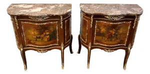 Early 20th Century Pair of French Vernis Martin Style Hand-Painted Commodes
